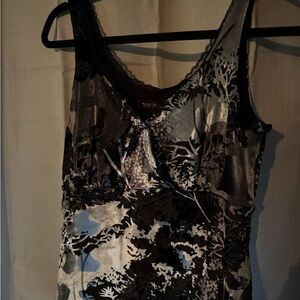 White House Black Market Black and Gray Blouse